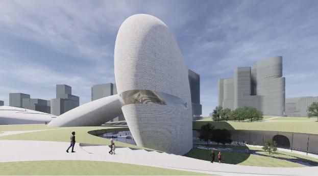 深圳灣文化廣場項目‘巨石’造型顯現(xiàn),預計2025年建成